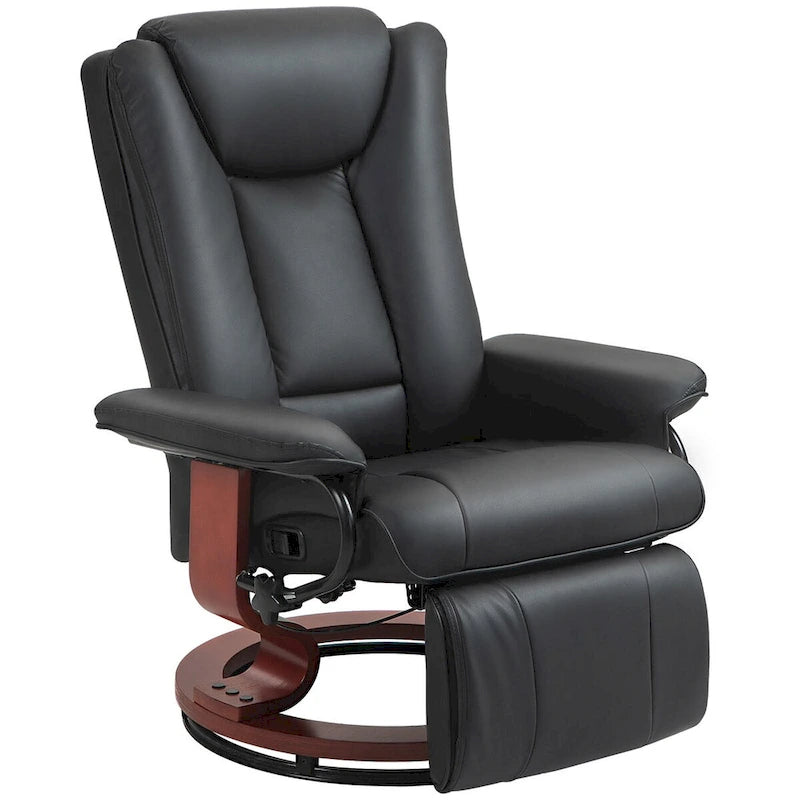 Fauteuil inclinable pivotant HOMCOM en cuir PU pour salon, avec repose-pieds