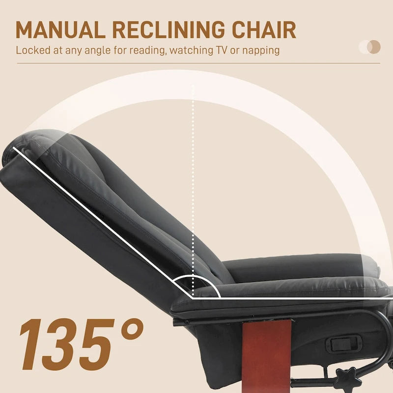 Fauteuil inclinable pivotant HOMCOM en cuir PU pour salon, avec repose-pieds