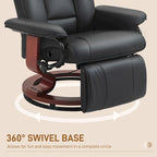 Fauteuil inclinable pivotant HOMCOM en cuir PU pour salon, avec repose-pieds
