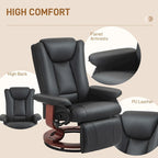 Fauteuil inclinable pivotant HOMCOM en cuir PU pour salon, avec repose-pieds
