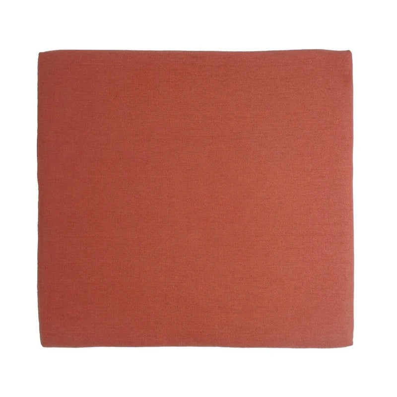 Pouf carré corail du milieu du siècle avec pieds en hévéa