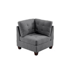 Fauteuil d'angle modulaire Lemy 32 po, Revêtement capitonné gris, Bois massif