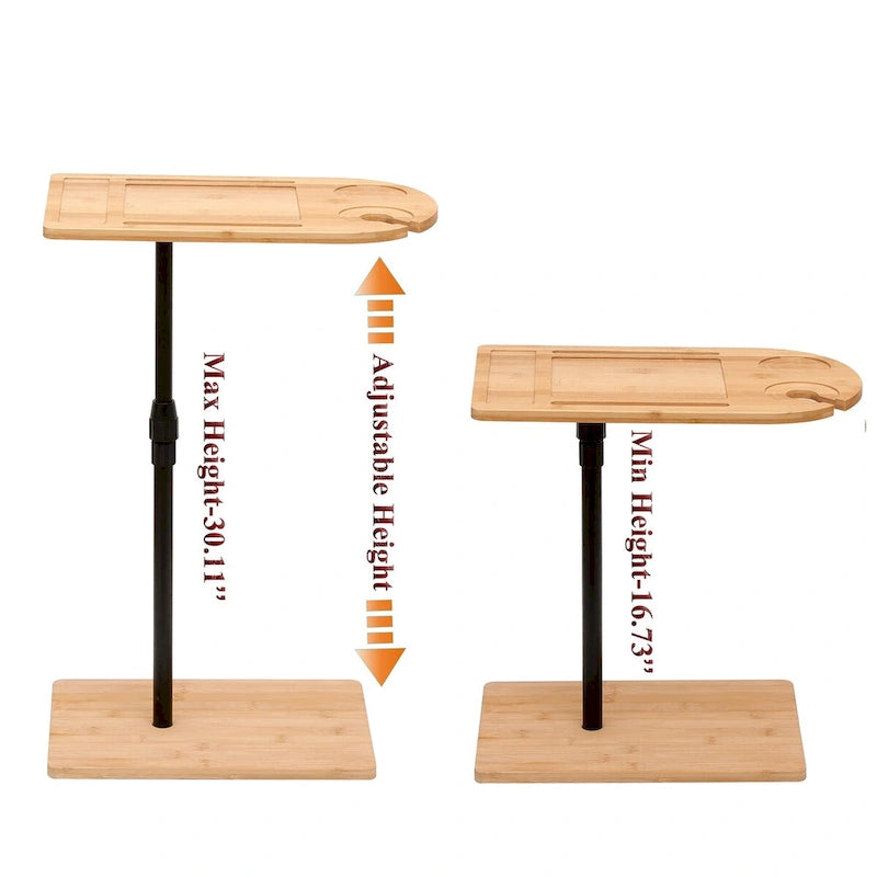 Table d'appoint réglable en hauteur pour canapé, tables d'appoint ovales en forme de C avec fentes pour le salon (ovale + rectangulaire)
