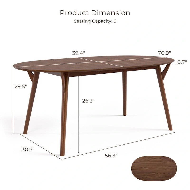 Table à manger Beau II en noyer de style Mid-Century