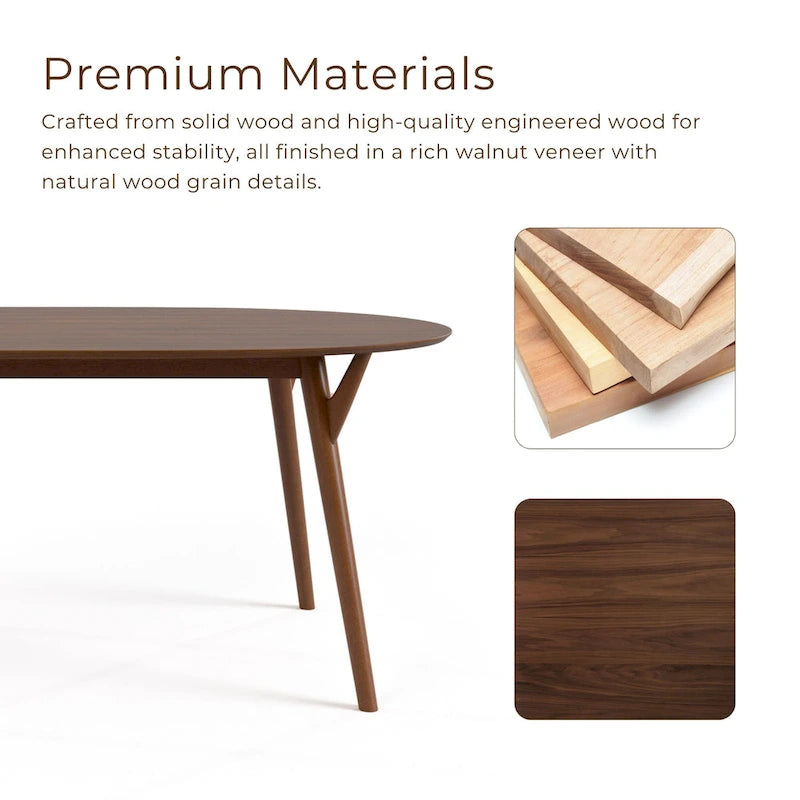 Table à manger Beau II en noyer de style Mid-Century