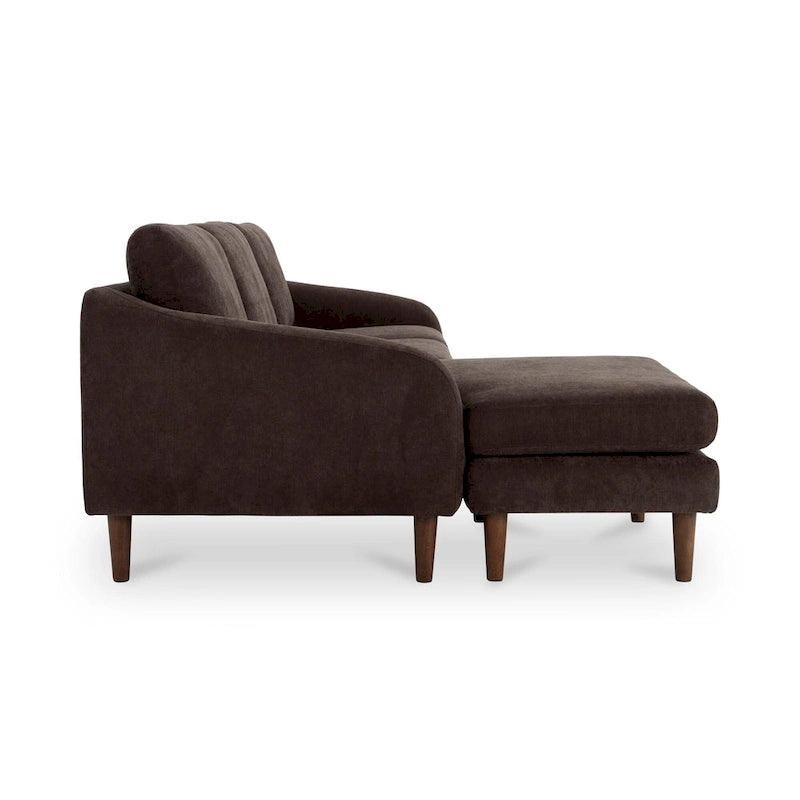 Canapé d'angle Drew avec méridienne réversible, marron foncé - 98 X 59,2 X 33,5
