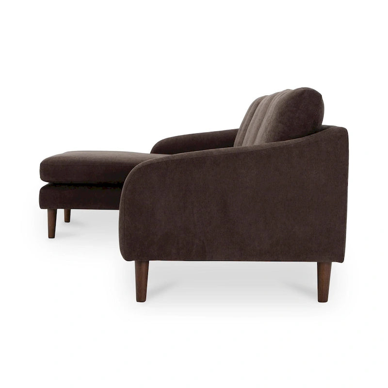 Canapé d'angle Drew avec méridienne réversible, marron foncé - 98 X 59,2 X 33,5