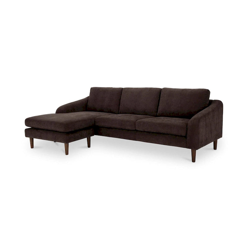 Canapé d'angle Drew avec méridienne réversible, marron foncé - 98 X 59,2 X 33,5