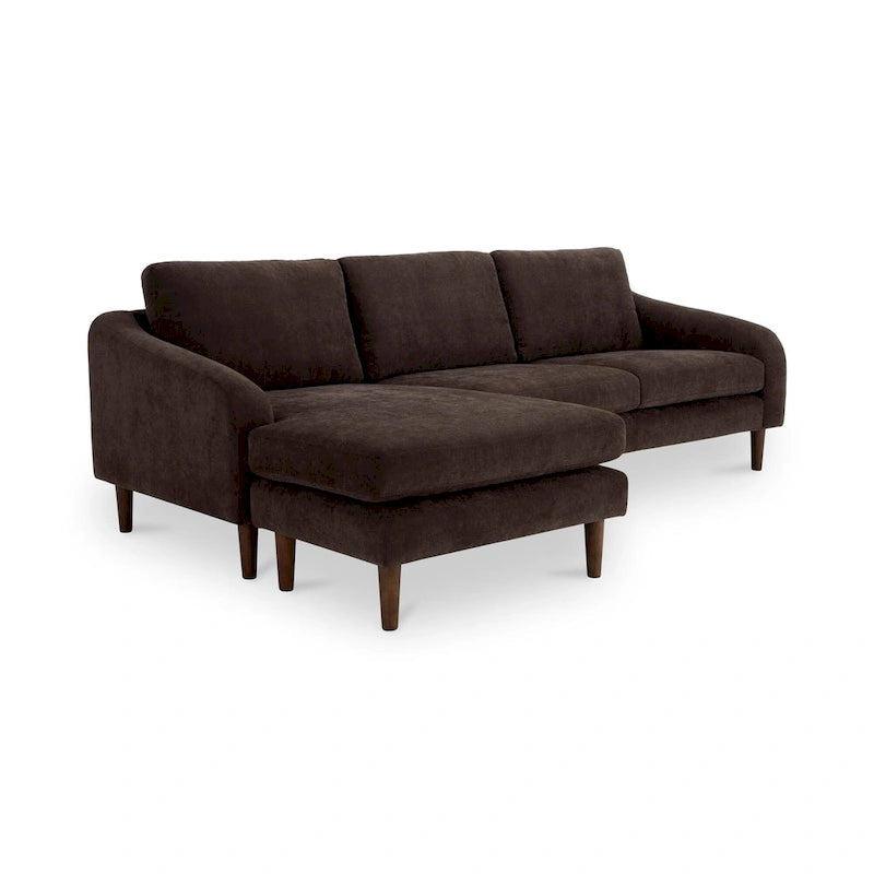 Canapé d'angle Drew avec méridienne réversible, marron foncé - 98 X 59,2 X 33,5
