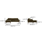 Canapé d'angle Drew avec méridienne réversible, marron foncé - 98 X 59,2 X 33,5