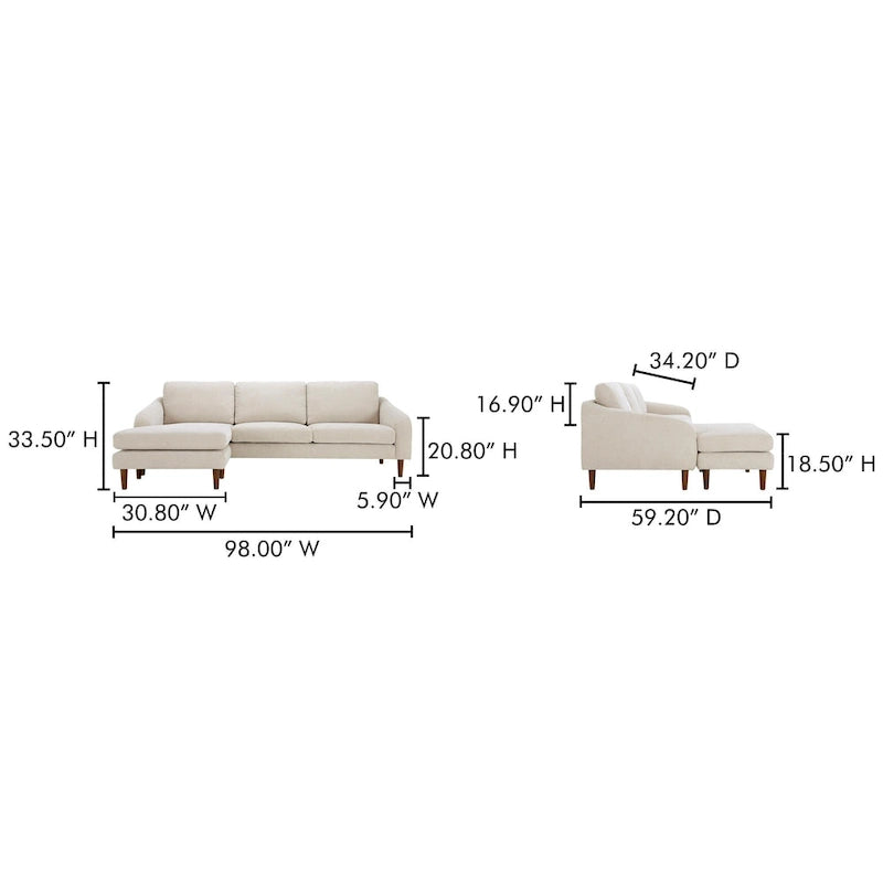 Canapé d'angle Drew avec méridienne réversible, marron foncé - 98 X 59,2 X 33,5