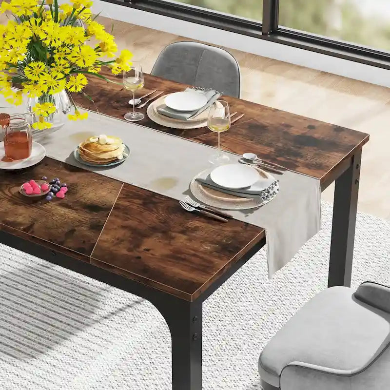 Table à manger industrielle de 180 cm pour 4-6 personnes - L 180 x l 90 x H 77 cm