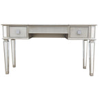 Commode 2 tiroirs avec miroir, coiffeuse, miroir relevable et tabouret