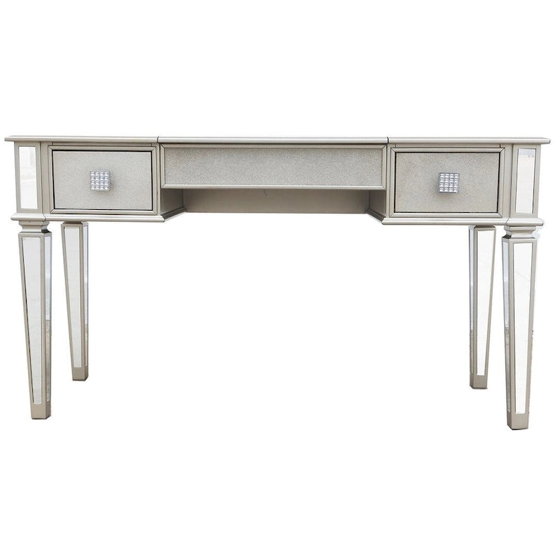 Commode 2 tiroirs avec miroir, coiffeuse, miroir relevable et tabouret